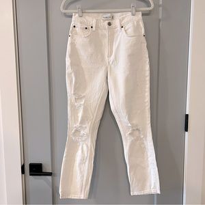 Abercrombie High Rise White Mom Jean